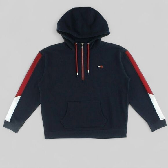 Tommy Hilfiger Vented Half-Zip Womens Active Hoodies Size M Black/Red NWOT - Picture 9 of 9